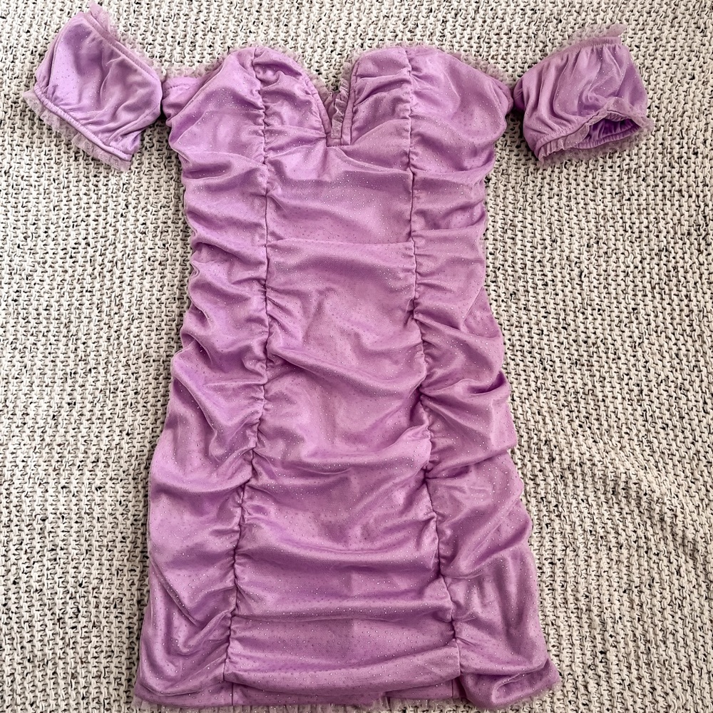 Purple Ruched Mini Dress